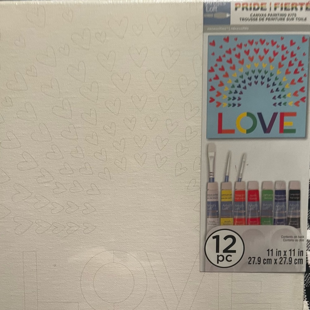 11”X11” 12 Pc. Canvas Painting Kit Pride by Artist's Loft - Rainbow Hearts LOVE
